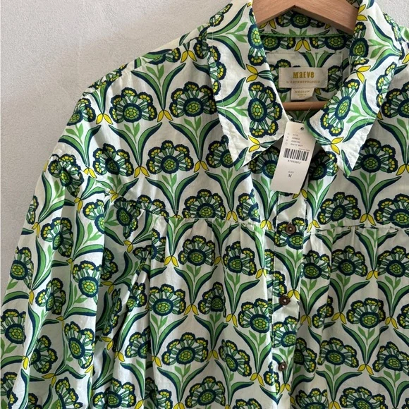 Anthropologie - Maeve Green and Yellow Floral Top - Size M (NWT) - Picture 6 of 6